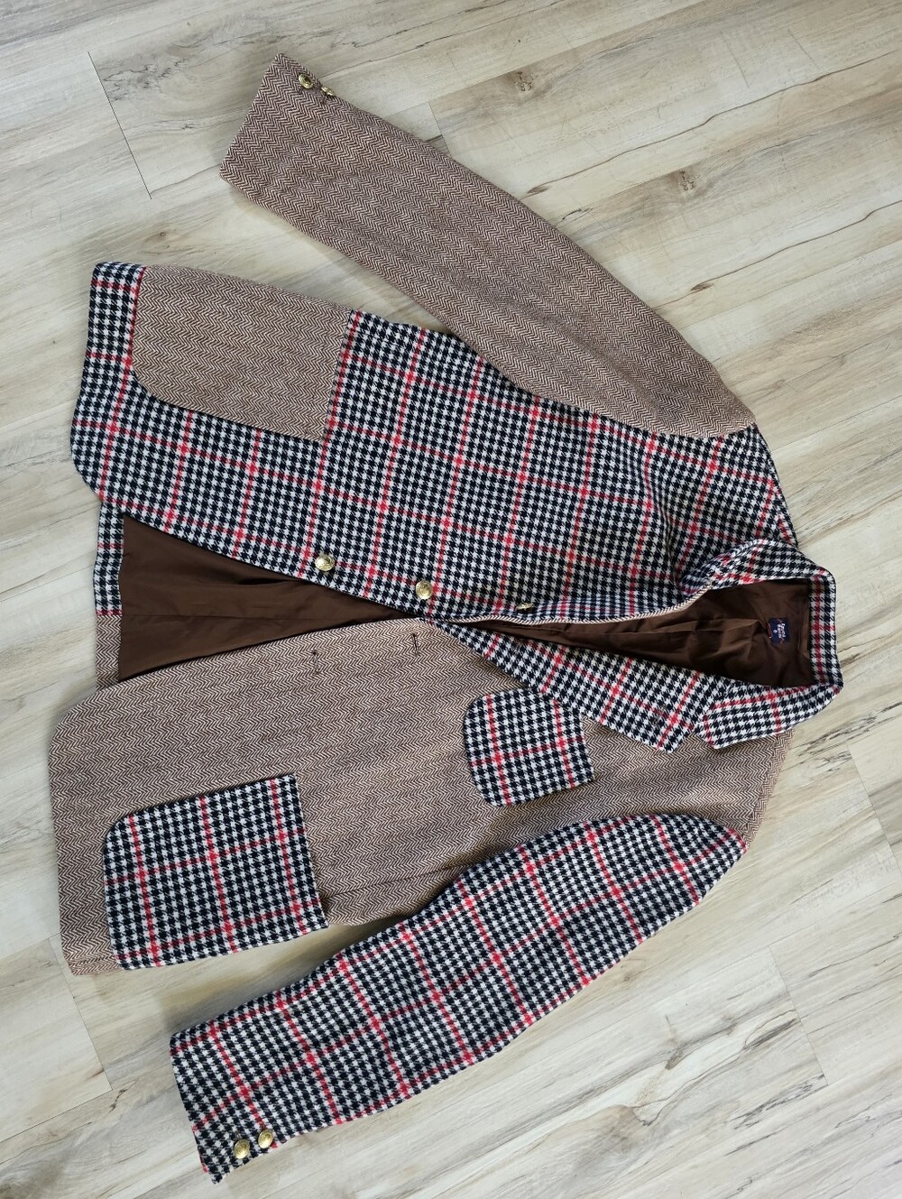 Rowing Blazers Tan and Multicolor Plaid Sport Jacket Suit XXL Wool Blend - Picture 3 of 13